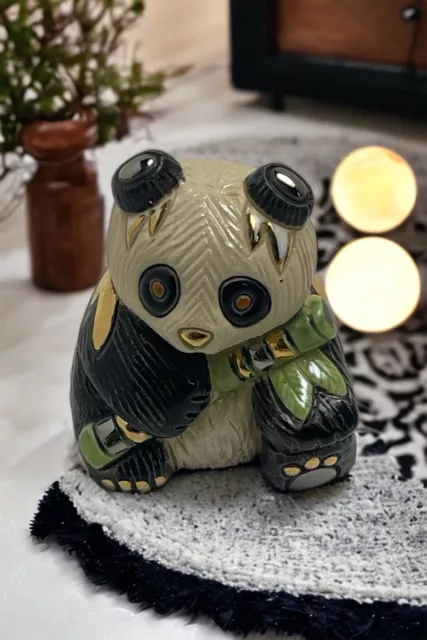 De Rosa Rinconada Gold Trim Ceramic Handcrafted Panda Bear Figurine Uruguay