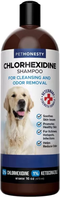 PetHonesty Chlorhexidine Shampoo - Ketoconazole & Aloe for Dogs & Cats  NEW 2