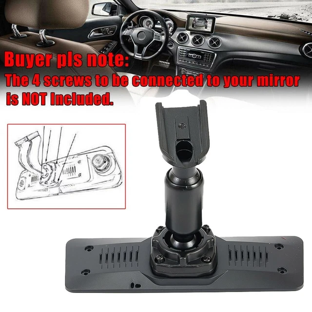 1X Interior Rear View Mirror Back Plate Panel Bracket Car DVR Black ABS Screws