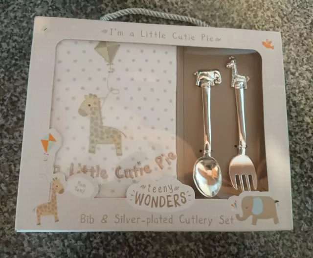 Teeny Wonders - Bib & Silver Plated Cutlery Set