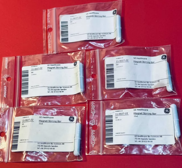 Lot of 5 each GE Healthcare 11-0027-22 Magnetic Stir Bars 35x8 Stirring Mixing