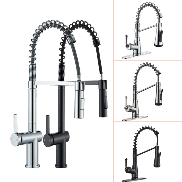 Pull-Out Kitchen Faucet – 360° Swivel, 3 Spray Modes, Single Handle, Brass Body – Gun Gray Finish