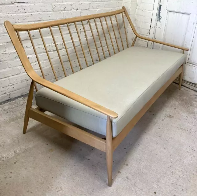 Mid Century Scandart Teak Settee Sofa ~ New Grey Cushion (Can Deliver)