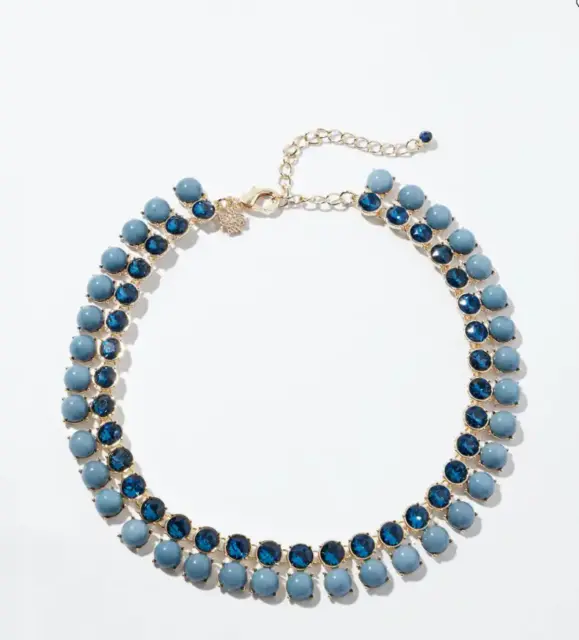 White House Black Market Black Gold Blue Double Row Short Strand Necklace