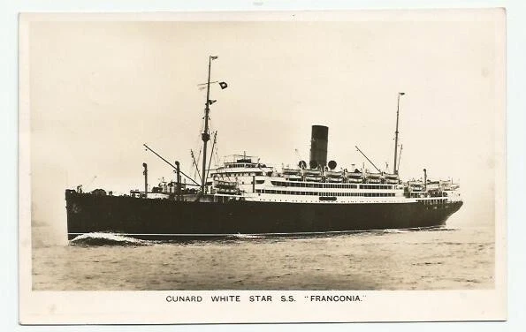 B & W RP Postcard of the Cunard White Star S.s. "Franconia"