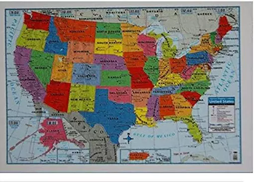 Teaching Tree United States USA Wall Map 39.4" x 27.5" State capitols Cities &