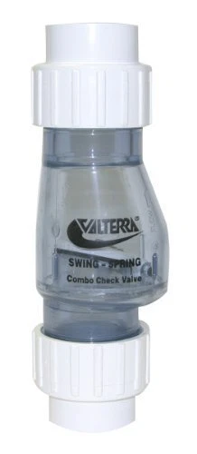 Valterra 200-CU15 PVC Swing/Spring Combination Check Valve Clear 1-1/2 Union