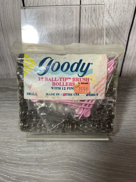 Rodillos de cepillo Goody 12 pequeños de 1/2" con punta de bola con alfileres rosas EE. UU. de colección