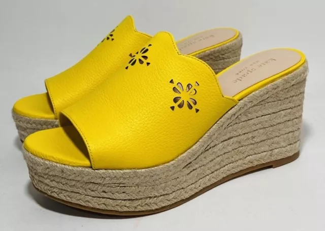 Kate Spade Wedge Women's Size 9 Mule Sandal Yellow Tenley Leather Espadrille