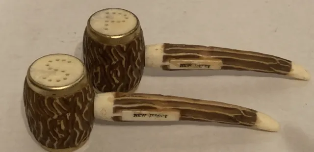 Vintage Salt & Pepper Shaker Set Corn Cob Smoking Pipes