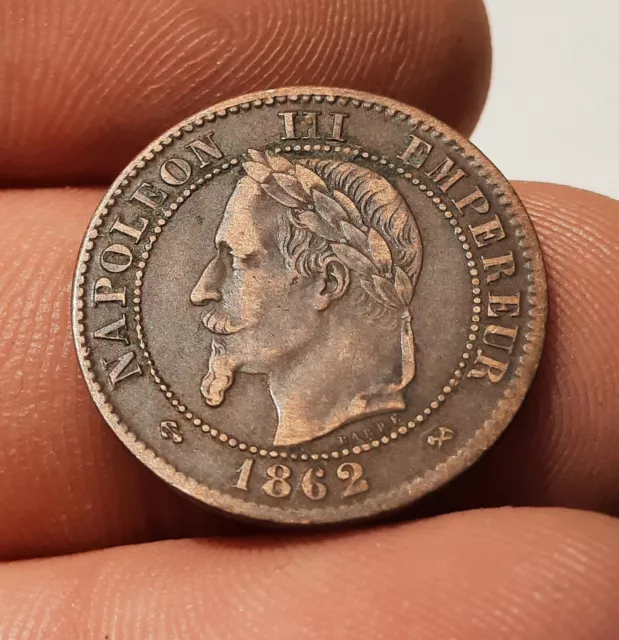 2 Centimes 1862 K Bordeaux, NAPOLÉON III,  Tête Laurée