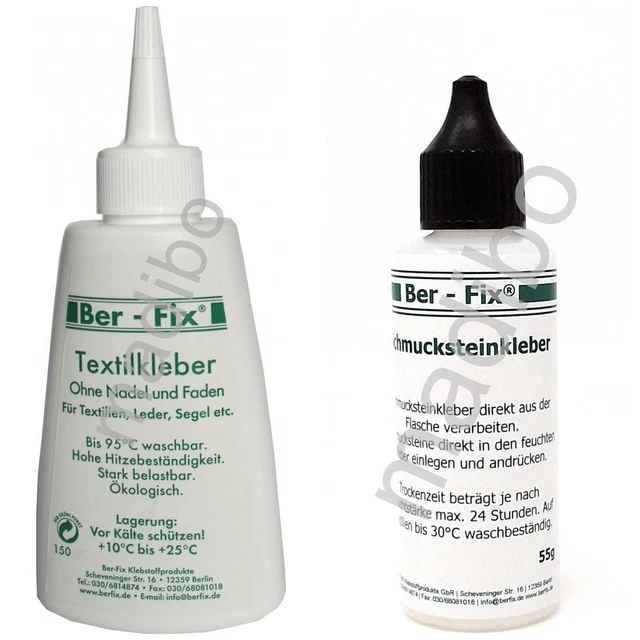 13,66 Euro pro 100g Ber-Fix Textilkleber 150 Gramm + Schmucksteinkleber 55g