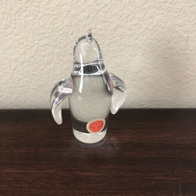 Vintage Lead Crystal Penguin Glass Figurine 3.5" Clear