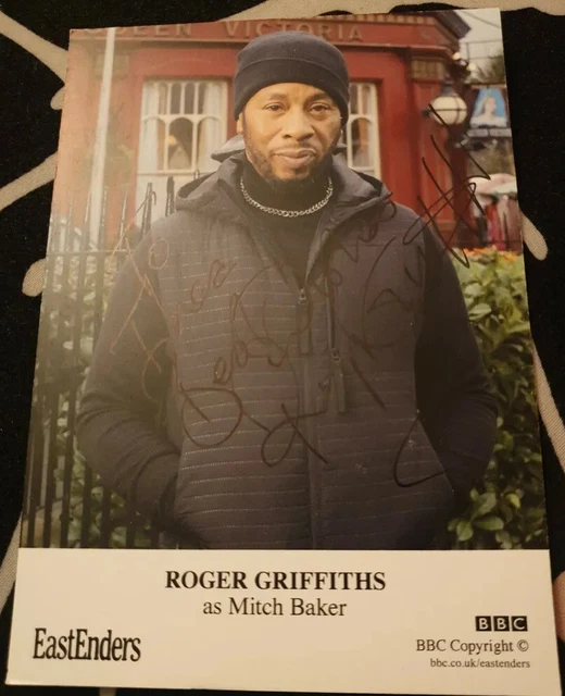 BBC EastEnders Mitch Baker Hand Signed Cast Card Roger Griffiths Autograph