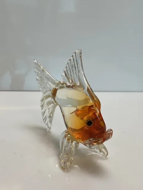 Glas Figur - Murano Italien -Fisch Statue Glasfigur Pant Kristall Top