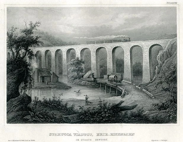 Starucca Viaduct, Erie-Railroad - Stahlstich