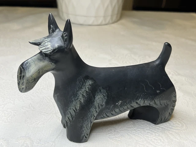Carved MCM Stylized Schnauzer Dog Figurine 8” Statue Figure Sculpture
