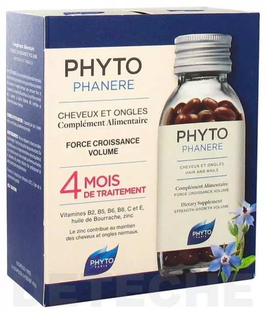 Phyto phytophanere hair and nails dietary supplement 2x120capsules (4 months)