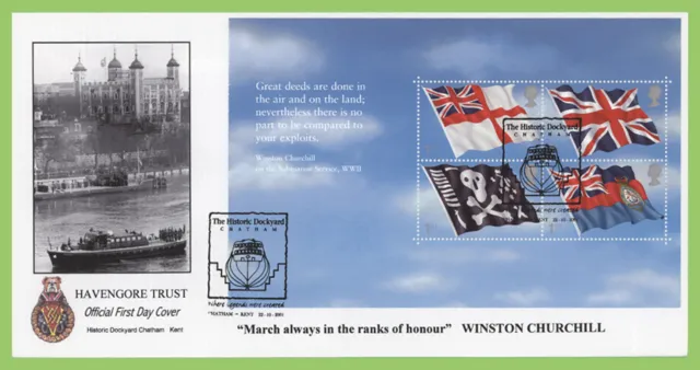 G.B. 2001 Unseen & Unheard booklet Flags pane Havengore Trust First Day Cover