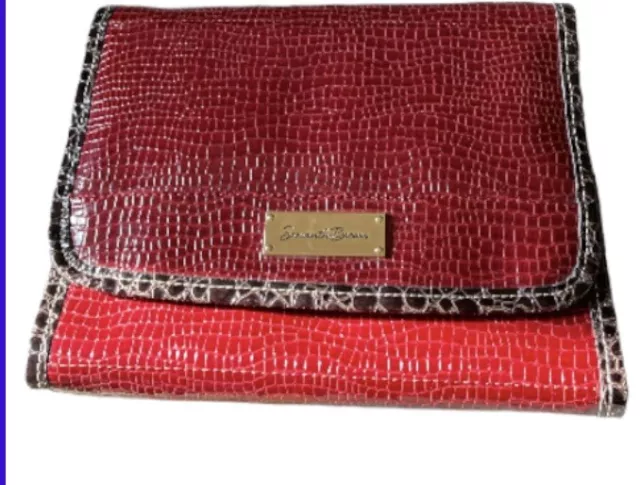 Samantha Brown Croco Embossed Dowel Travel Bag  burgundy