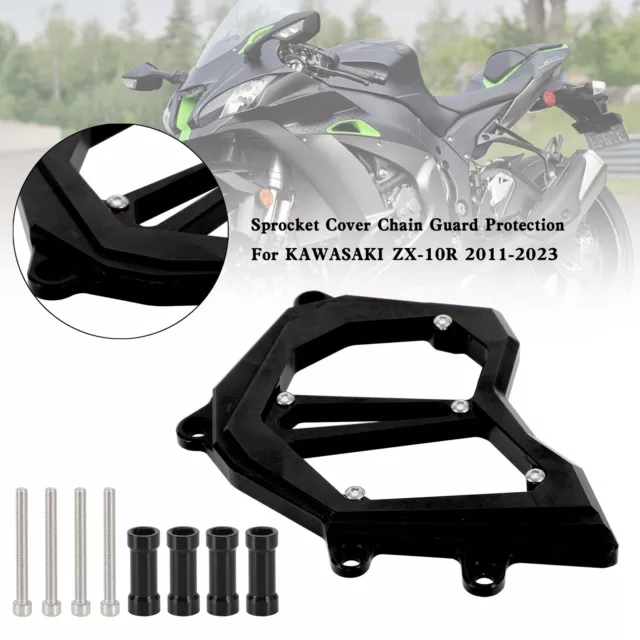 Front Sprocket Cover Chain Guard For KAWASAKI Ninja ZX-10R ZX10R 11-23 Black SA