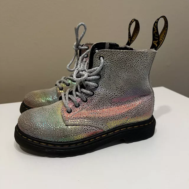 DR. MARTENS Pascal 1460 Toddler Size 10 Boots Rainbow Iridescent Lace ...