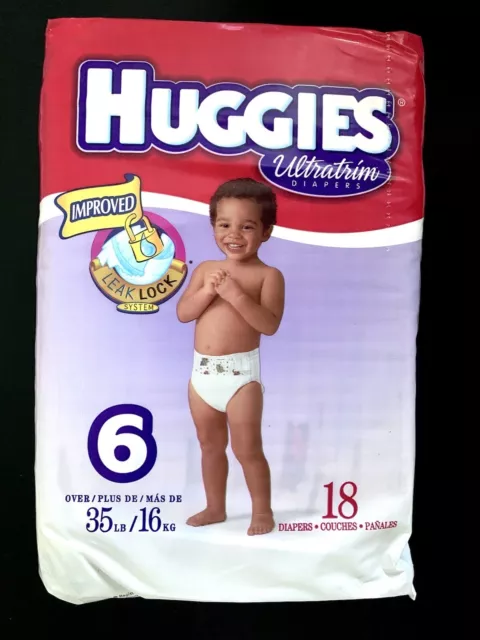 VERY RARE SEALED 2000 Huggies ULTRATRIM Diapers Size 6 35+ lbs Boy Girl 18 CT