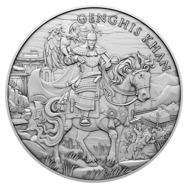 1 Troy oz Genghis Khan Design .999 Fine Silver Round