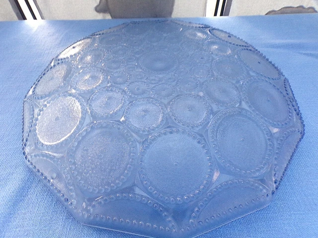 Ancienne vasque de suspension/lustre Art-Déco-verre bleu opalescent- début XX è