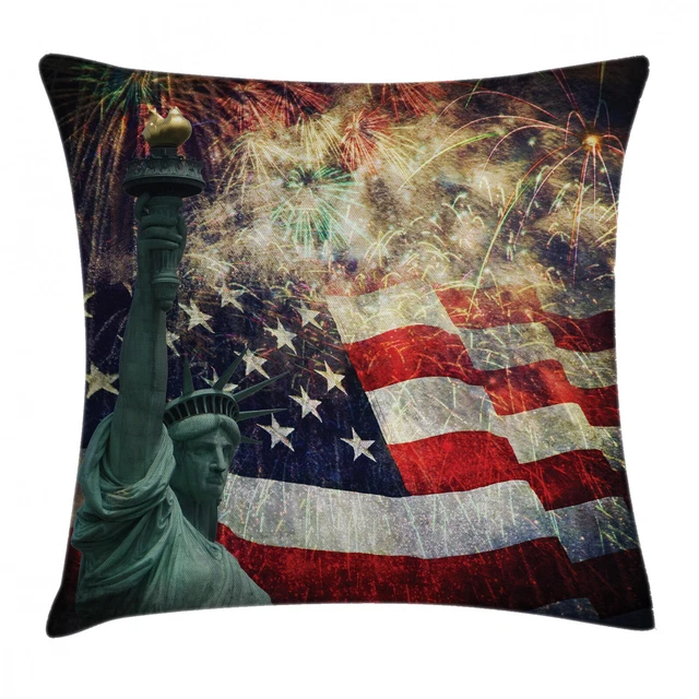 ELkine Housse de coussin vintage avec drapeau américain américain