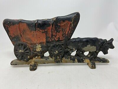 Vintage Hubley 222 Cast Iron Conestoga Wagon - Original Paint - Oxen - Heavy