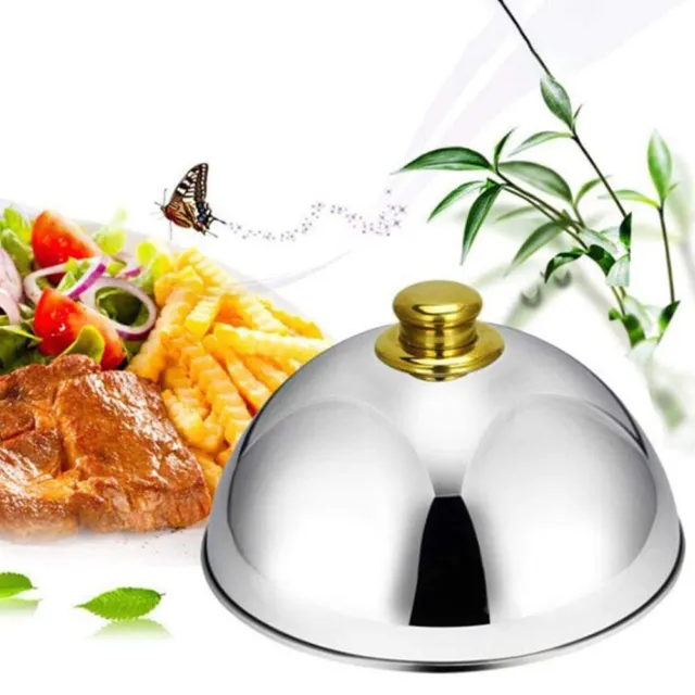 Stainless Steel Cloche Food Cover Dome Serving Plate Dish Dining Dinner