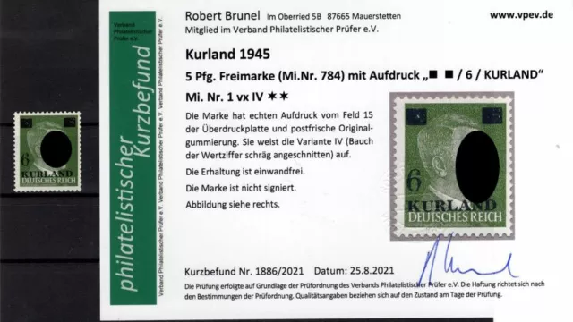 Kurland 1vxIV tadellos ** POSTFRISCH+gepr. Befund 280++EUR (K0230