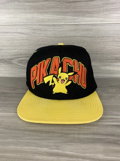 Pokemon Pikachu Flat Brim Hat - Adjustable 2015 Nintendo Snapback Cap Black