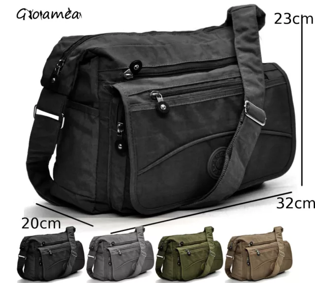 Borsa Giornaliera Donna Tracolla Multi Tasche Capiente Grande Tessuto Moda Tela