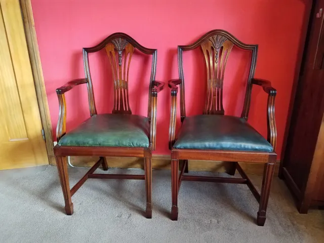 Pair of Sturdy Reproduction Georgian Style Wheatear Mahogany Chairs, circa 1990