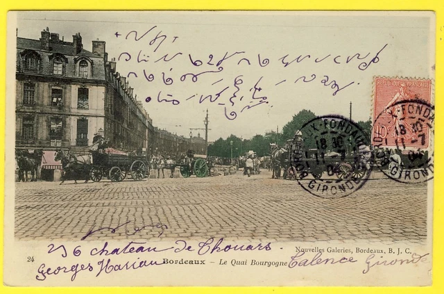 cpa 33 - BORDEAUX (Gironde) Le QUAI BOURGOGNE Animé ATTELAGES J. HUDSON & Cie