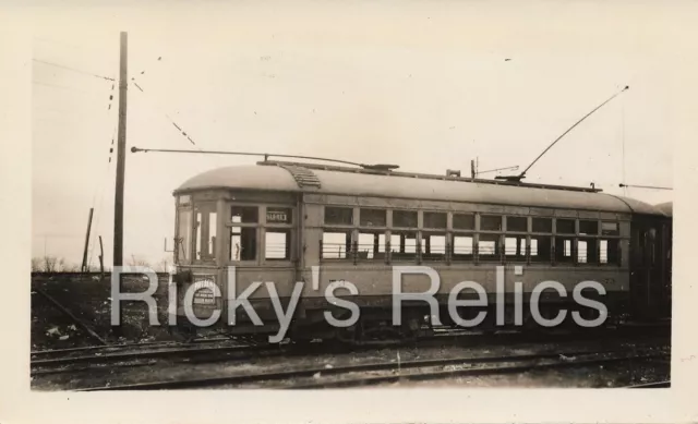 B&W Photo Sand Springs Railway #73 Streetcar Tulsa Oklahoma 1940s Car Barn