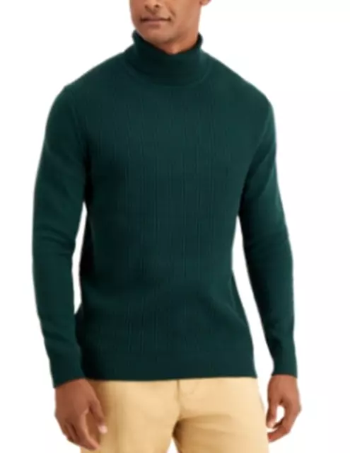 CLUB ROOM MEN'S Textured Cotton Turtleneck Sweater Pine Grove Green ...