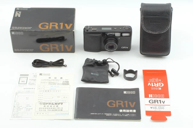 [MINT w/ Hood] Ricoh GR1V Black Point & Shoot Compact Film Camera From JAPAN