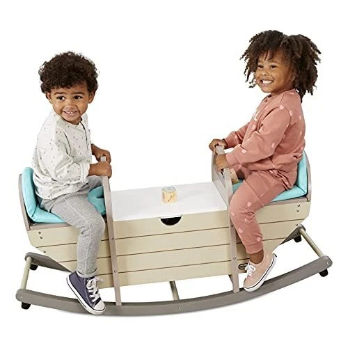 Little Tikes Teeter Totter Wooden Ride-On 2-in-1 Toy Rocker for Children and ...
