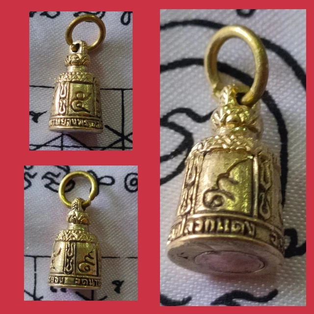 Pendant Talisman Tiny Bell Takrud  Yant Thai amulet For Reputation Honor Fortune