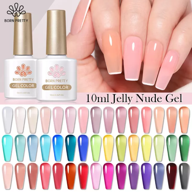 BORN PRETTY 10ml Jelly Nude Gel Nail Polish Translucent Soak Off UV Gel Varnish