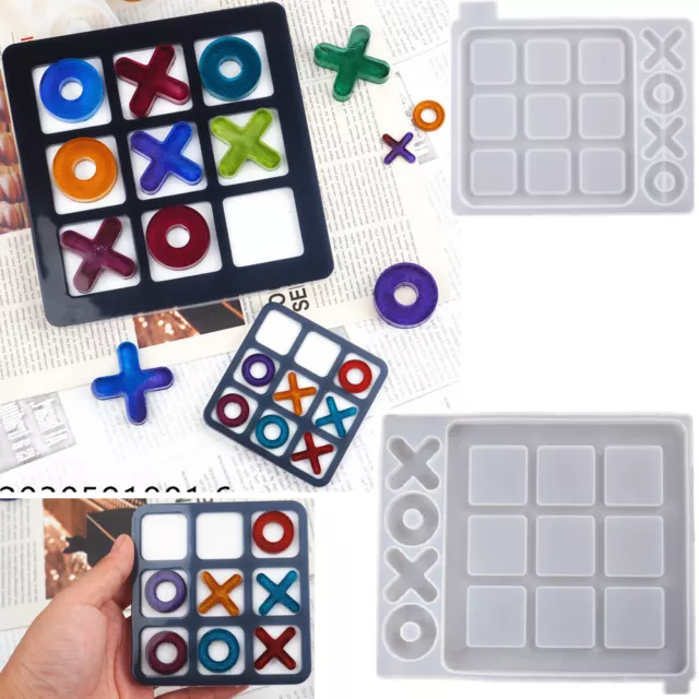 XXOO Spielbrett Silikonharz Gießform Kristall Herstellung Epoxid Form Handwerk