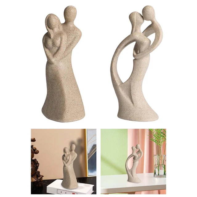 Nordique Couples Amoureux Statue Sculpture Abstraite À La Main Résine