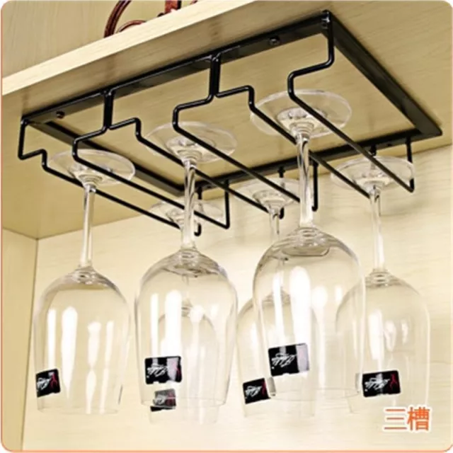 Hanging Wine Glass Cup Rack Shelf Hanger Organizer Under Cabinet Holder Storage