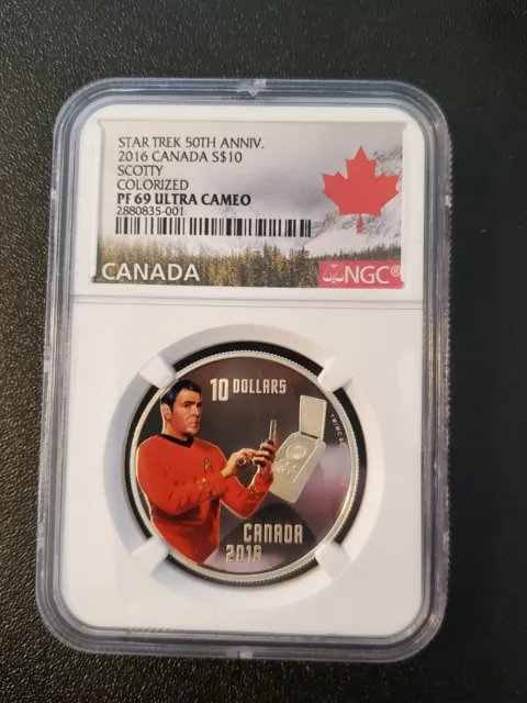 2016 Canada Star Trek SCOTTY 50th Anniversary NGC PF69 UC .999 Silver Coin