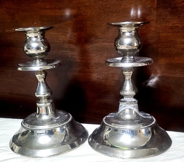 Heavy 7" tall Vintage Silver Candlesticks - pair