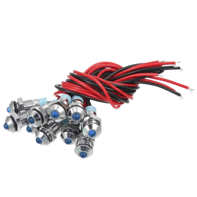 10uds 6mm Interior LED Indicador Luz Levantada Cabeza 150mm Azul