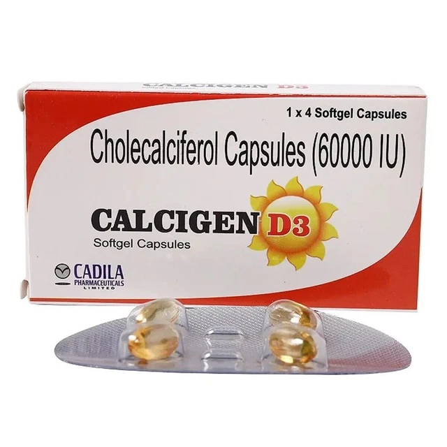 CADILA (VITAMIN D3CHOLECALCIFEROL) 60000 IU (Pack of 5 x 4 Capsules)Once a Week £24.79